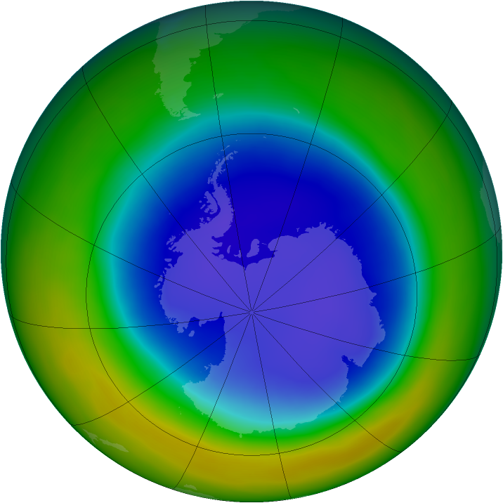 Antarctic ozone map for September 2014